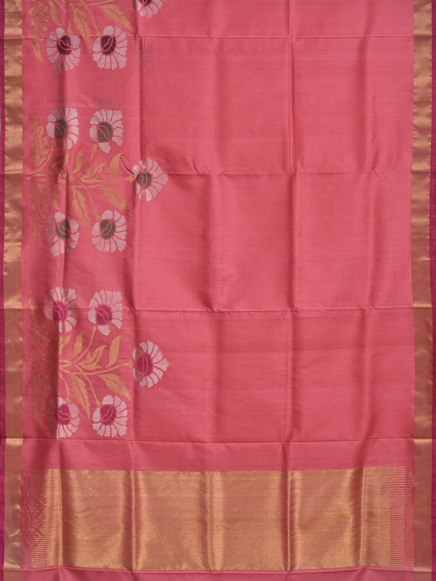 PEACH BANARAS SILK HANDLOOM SAREE WITH SMALL MANGO BUTA DESIGN B0268